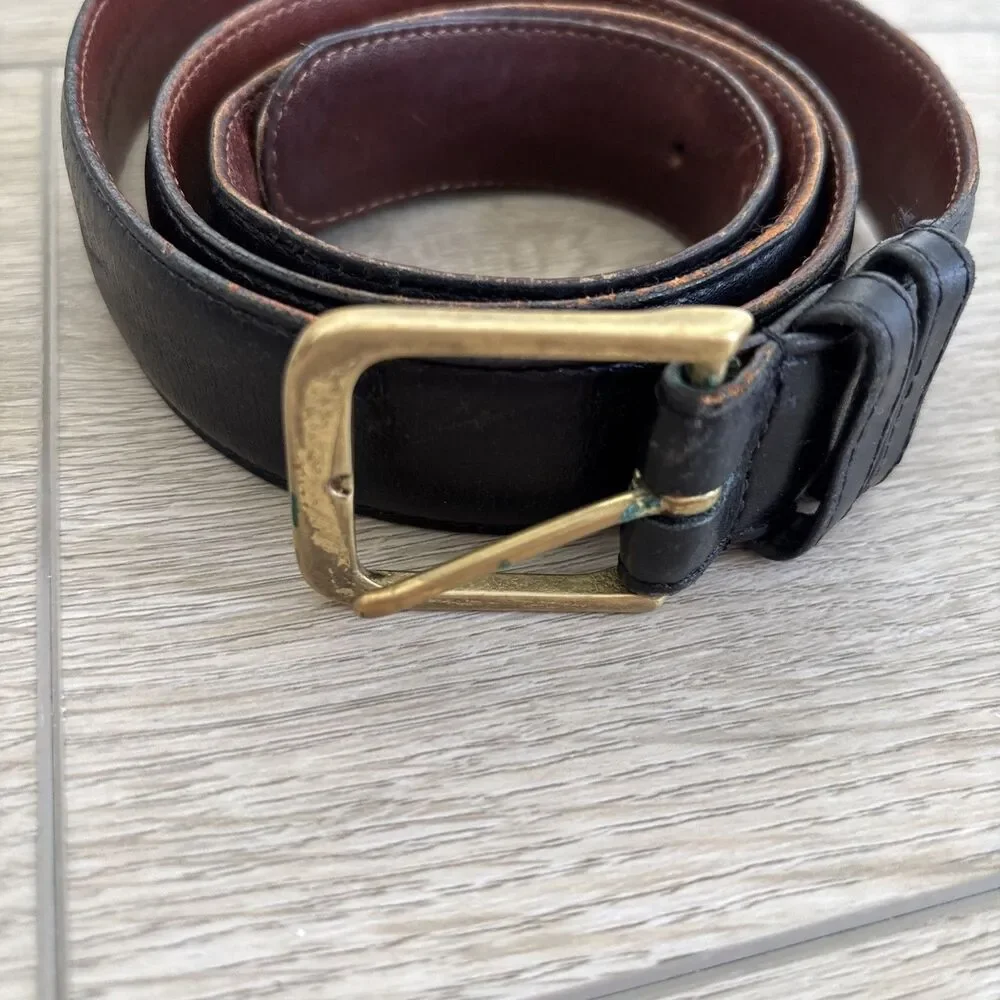 Vintage Coach 5800 Burnished Cowhide Brass Buckle Black 80s Y2K Dress Belt 38/95